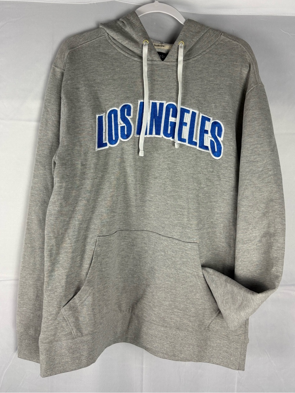 Los Angeles Men’s grey cotton blend embroidered pullover hoodie sweatshirt L
